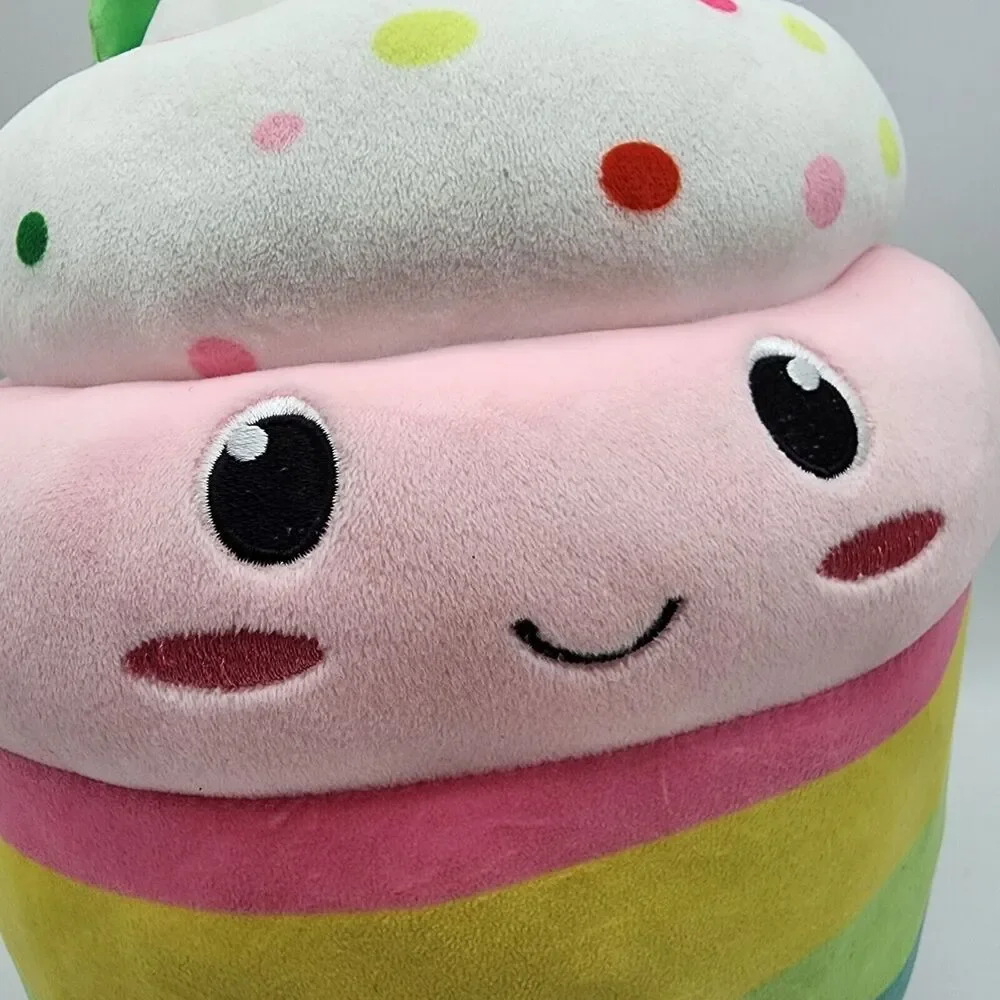 Smoochy Pals Rainbow Cupcake Plush 12” Sunday Ice Cream Cherry on Top Squishy